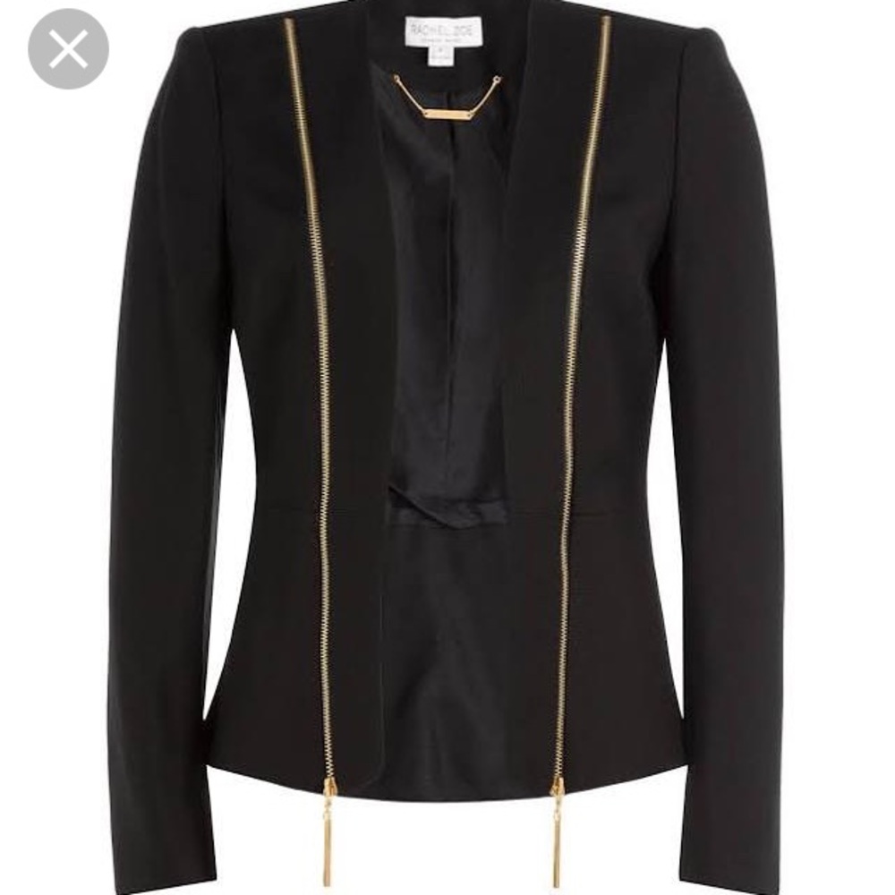 Rachel Zoe Black Blazer with Gold Zip Accents